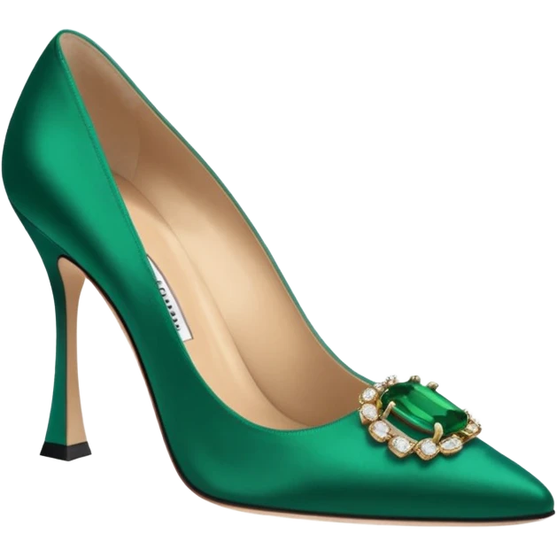 manolo blahink 90's satin pump add the jewelry to the front green emoji
