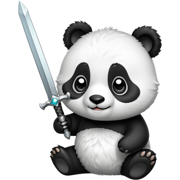 a cute panda with a diamond sword emoji