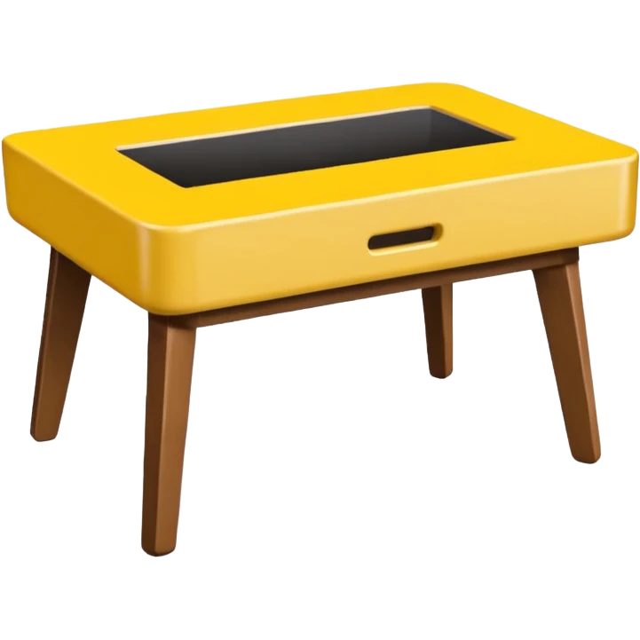 yellow coffe table, coffee on top
 emoji