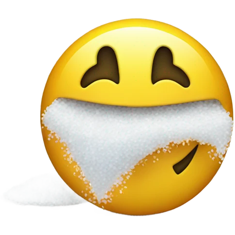 A smiley face with a big pile of salt  emoji