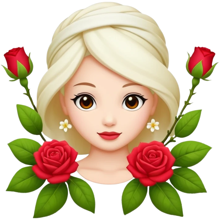 gajra with jasmine and rose flowers, vibrant and cute, apple emoji style emoji