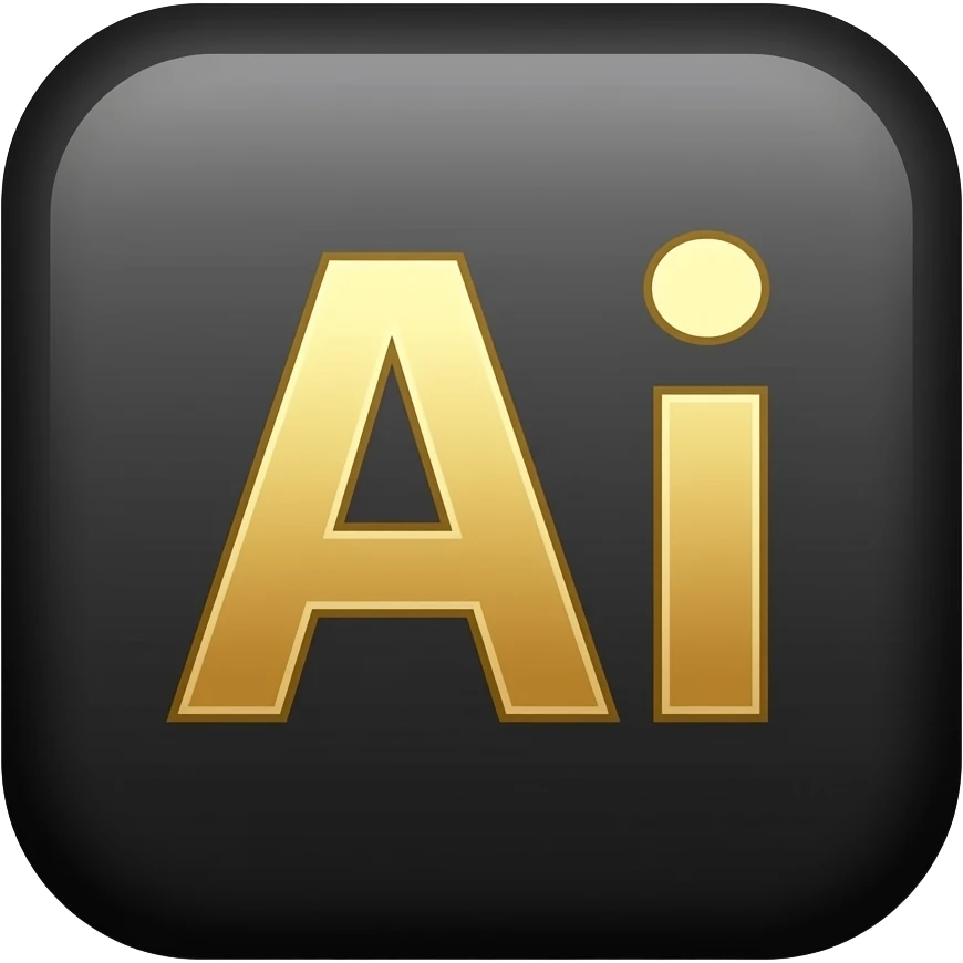 Create an icon where will be weitten “Ai” by the golden rext in black square. Make this title glossy emoji