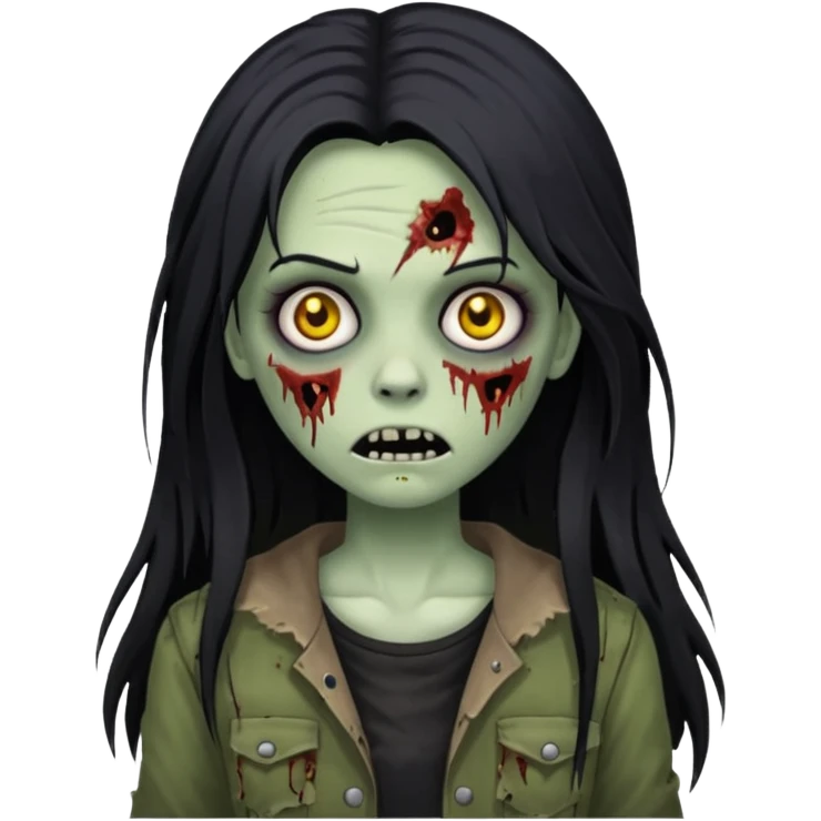 white girl like a zombie with black long hair emoji