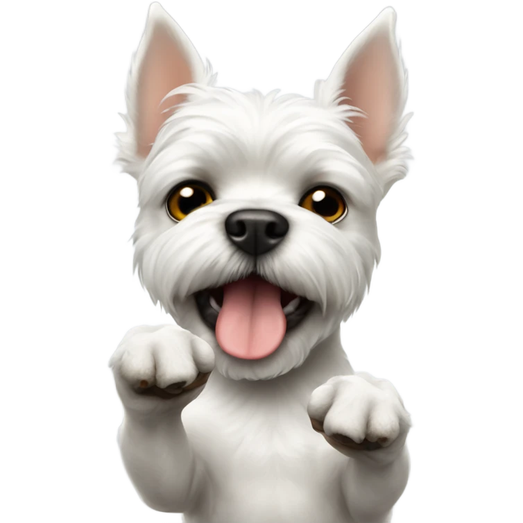 white french terrier giving the middle finger emoji