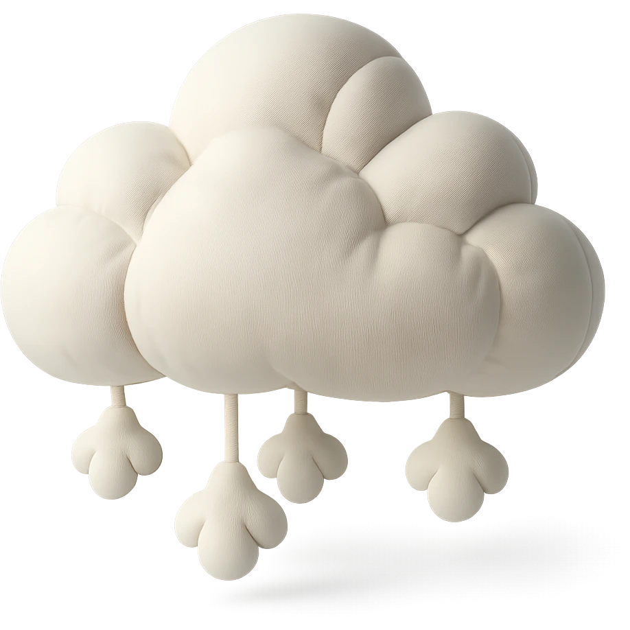 plush cushion style cloud with snow, cute and soft emoji