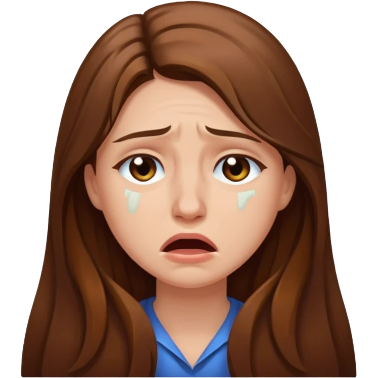 woman with long brown hair crying emoji