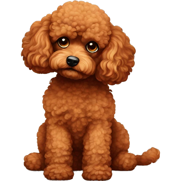 sad red toy poodle laying emoji