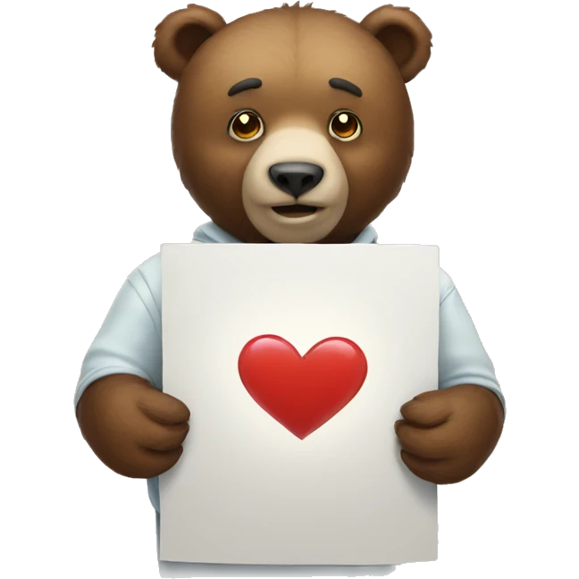 Bear holding white heart emoji