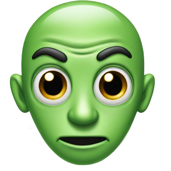 Green alien with mustache and unibrow emoji
