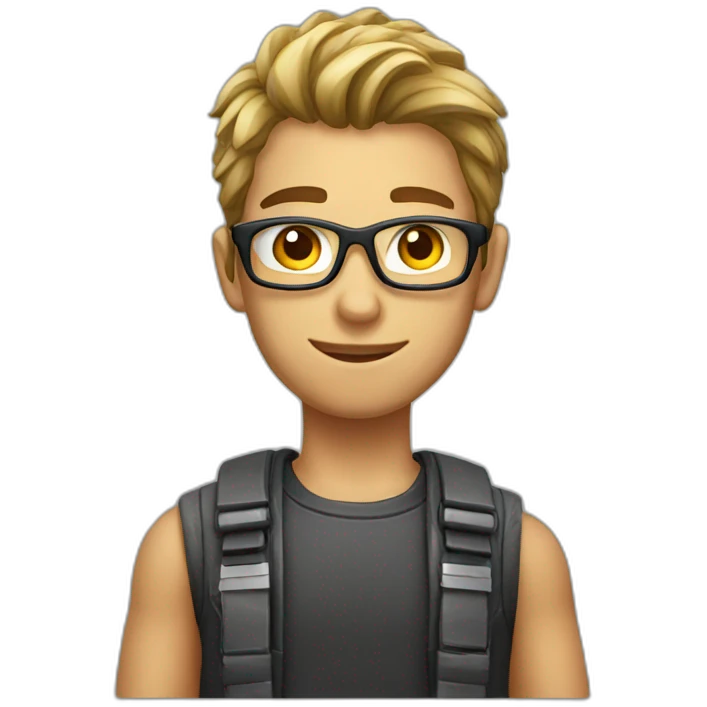 Young Men with glass gamer  emoji