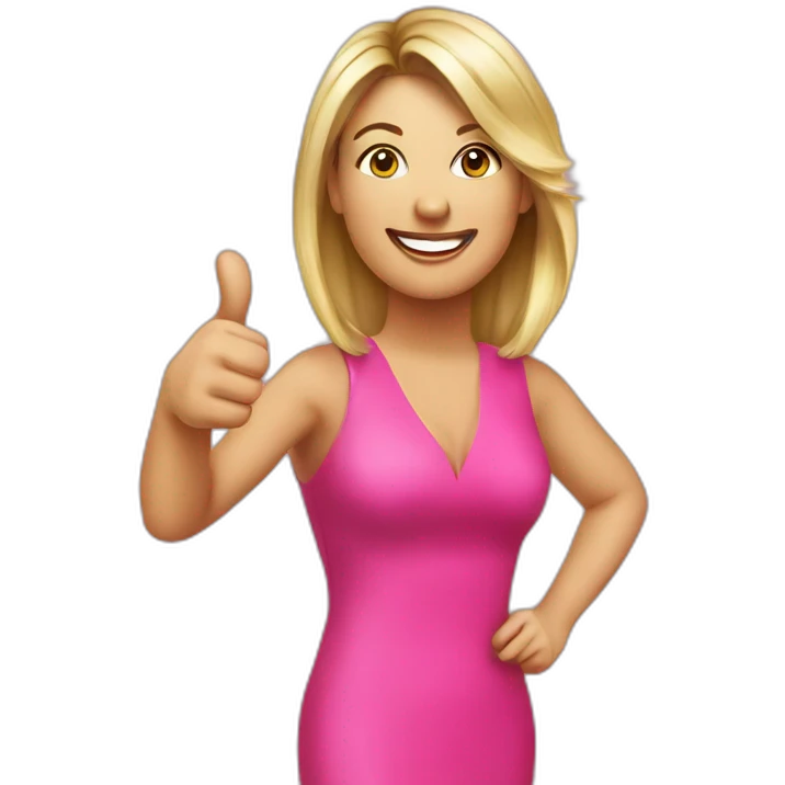 tonya harbin real estate wearing pink dress thumbs up emoji
