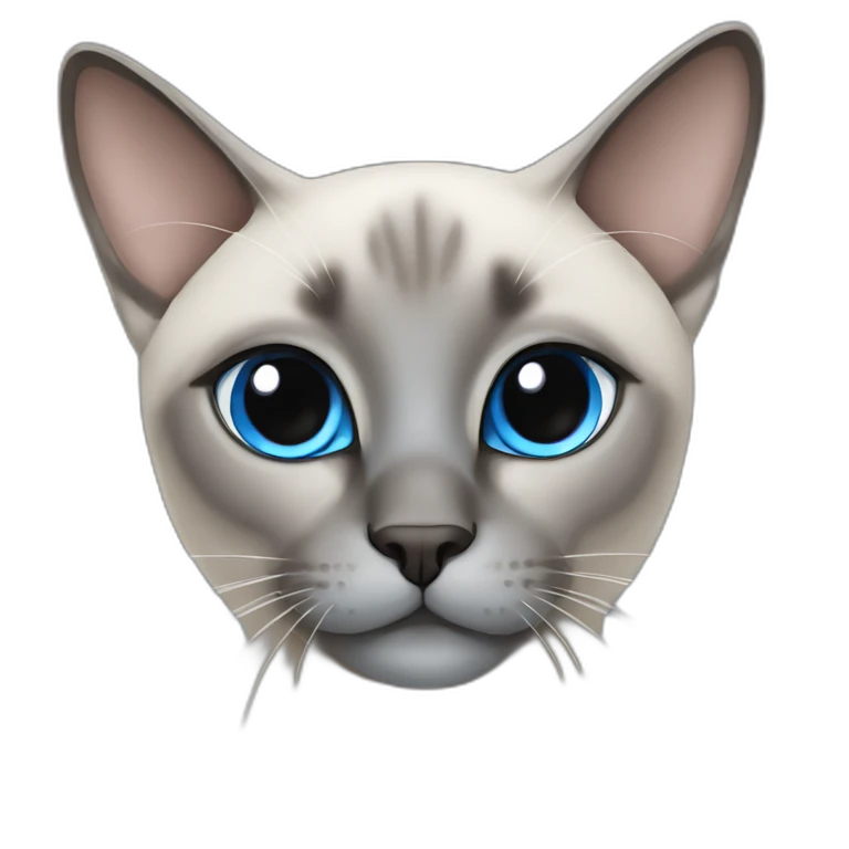 cute grey siamese cat with blue cross-eyed emoji