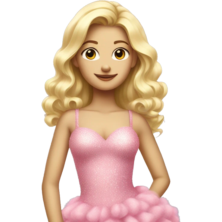 blonde girl in fluffy glittery pink dress emoji