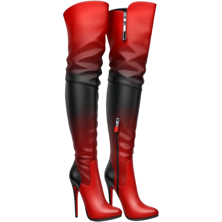 Realistic Red to black ombre thigh high boots. emoji