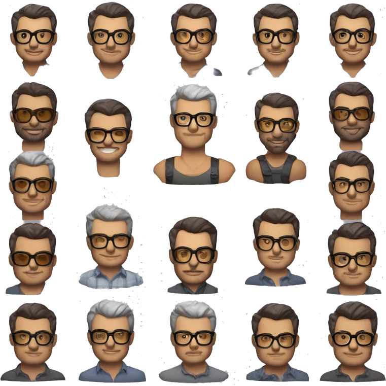 Memoji of Andrew Huberman	Silver fox, tortoiseshell glasses, crisp button-downs, muscular emoji