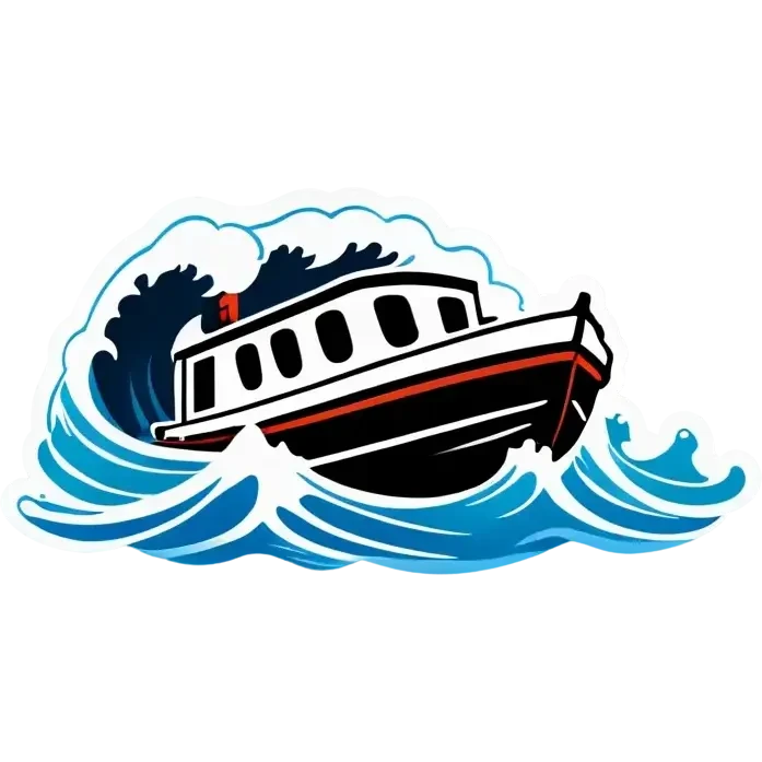 tinny boat over wave emoji
