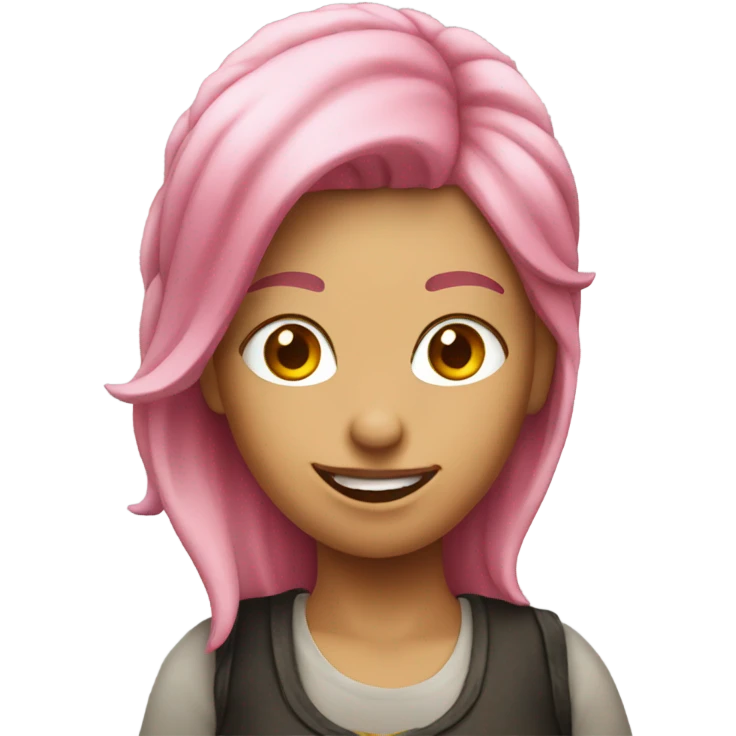 Women with pink hair drinking beer emoji