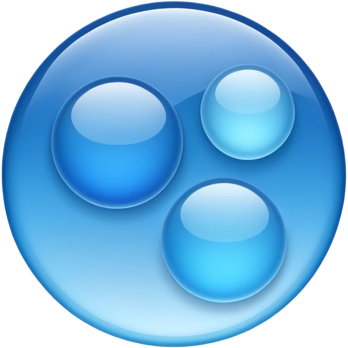 Two round cells in light blue and blue
Soft gradient
Slightly translucent texture
Minimal scientific illustration
White background
Clean and calm mood emoji