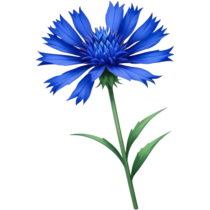 single blue Cornflower, straight stem emoji