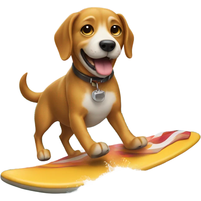 Dog surfing with burger emoji