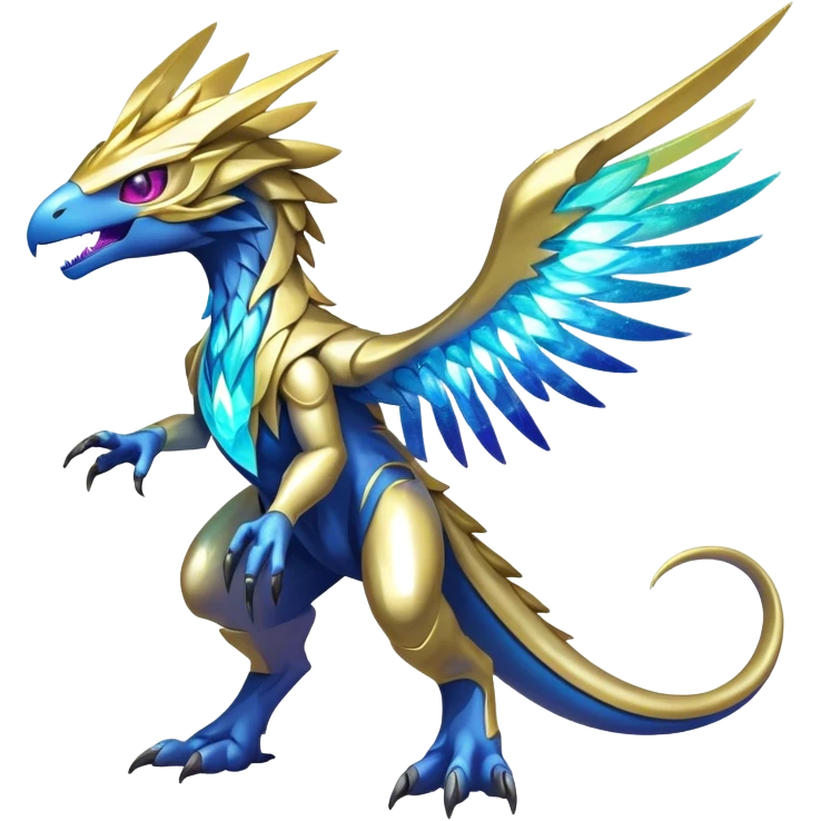 Shiny Sparkly Futuristic Celestial Magical Ethereal Godly Divine Nebula-Fakemon-Pokemon-Digimon-Spectrobes-Raptor-fusion, full body emoji