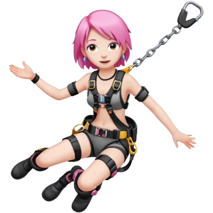bungee jumping face with earrings pink hair emoji