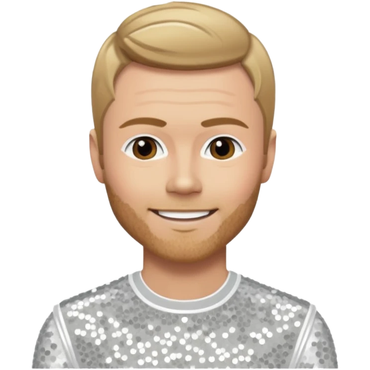 Ronan Keating from Boyzone with dark blonde hair, white sequin outfit emoji