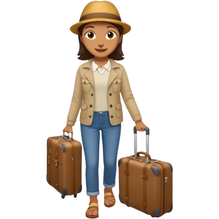 photorealistic tourists with a suitcase emoji