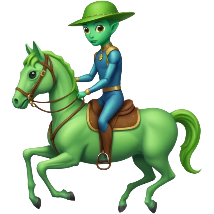 Alien on horse, close up emoji