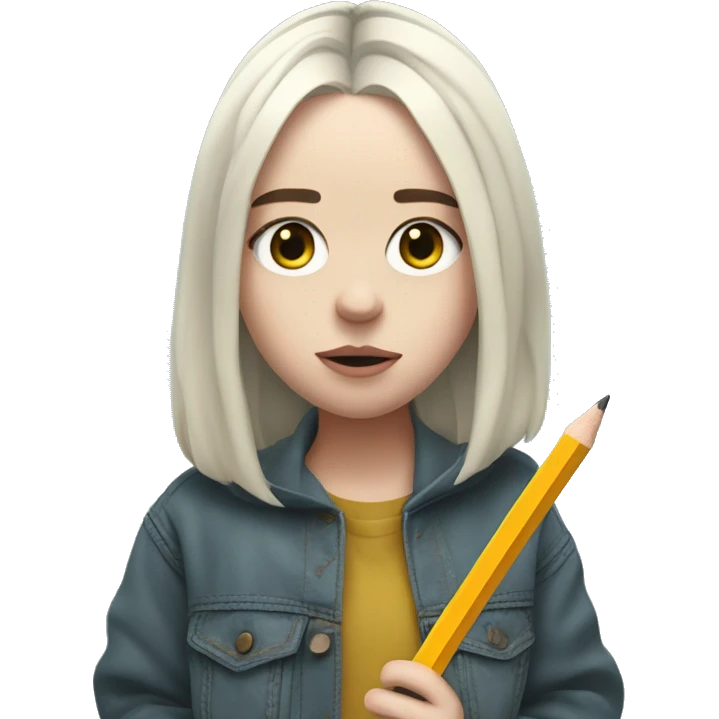 Billie Eilish holding a Pencil  emoji