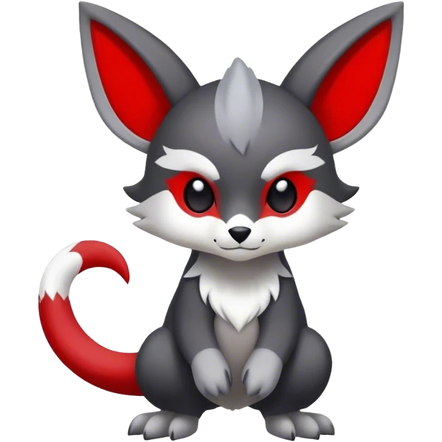 Cute cool black red white grey animal hybrid Fakemon full body emoji