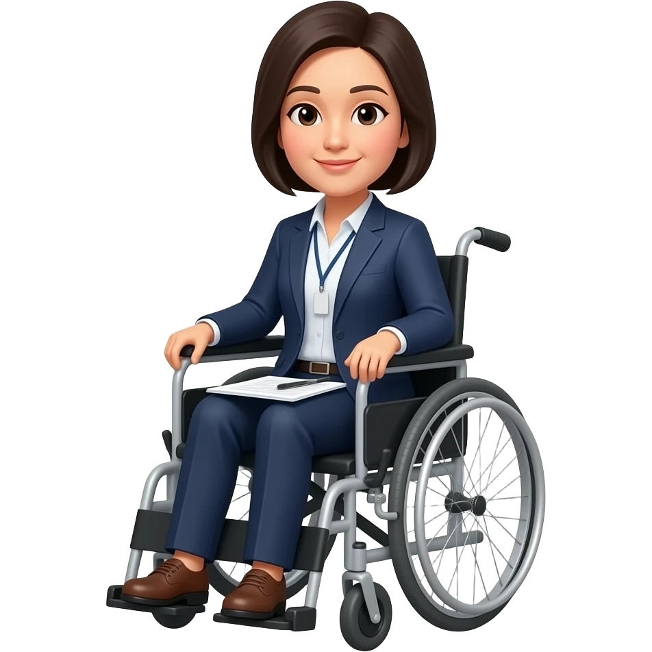 Asian female interviewee in a wheelchair emoji