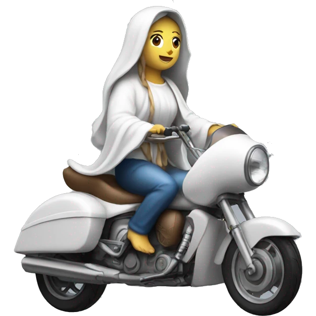 Virgin Mary riding a motercycle emoji