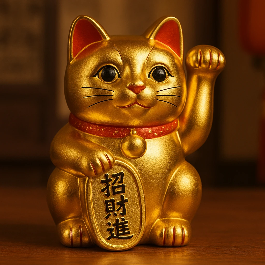 Gold Chinese lucky cat  emoji
