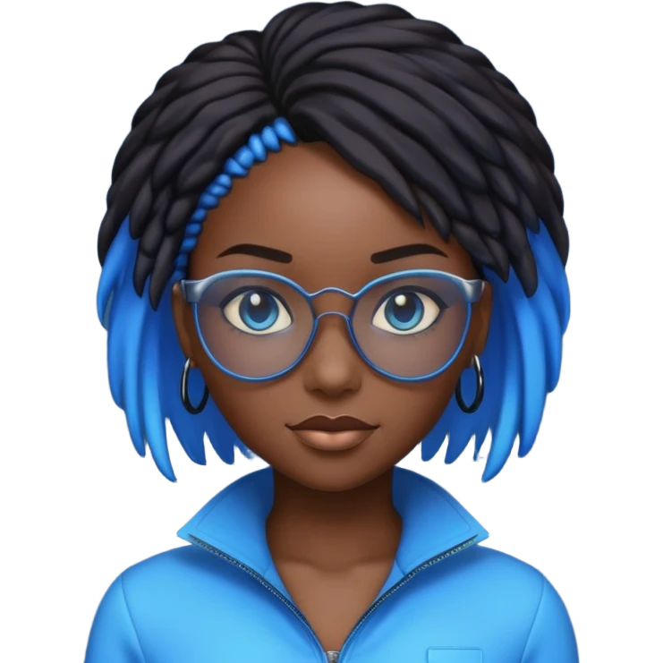 i want an emoji of a cool barb girl that likes blue, a techie girl that is like a matrix character and is black emoji