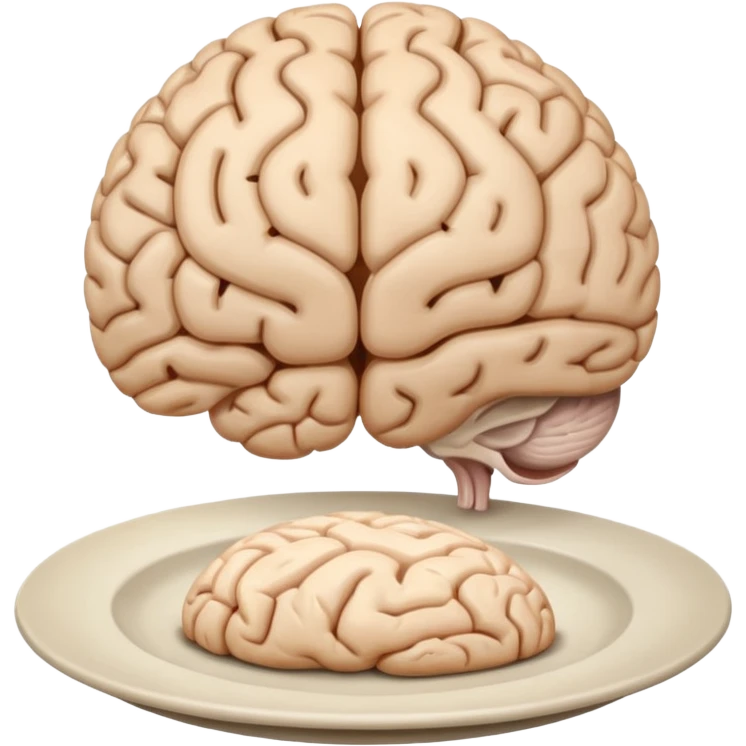 Brain on a plate next to head  emoji
