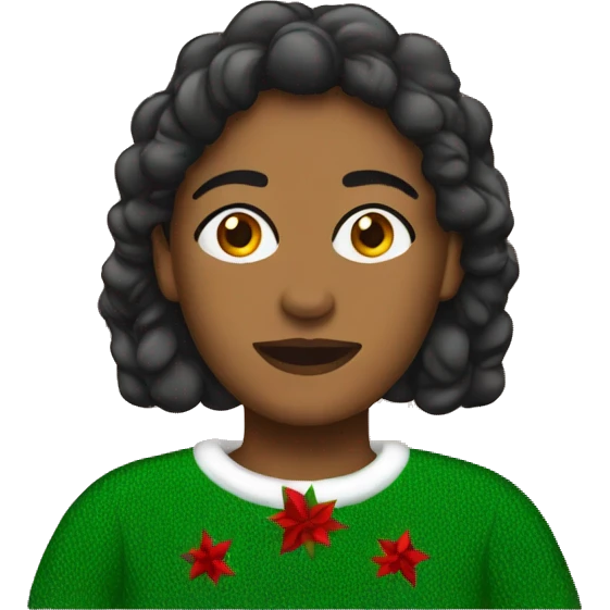 Brown woman ugly sweater christmas emoji