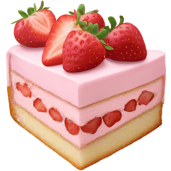 pale pink cake slice with strawberries emoji