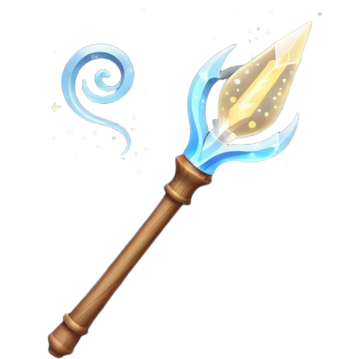 Wand – Wooden stick with glowing tip, sparkles of magic around it emoji