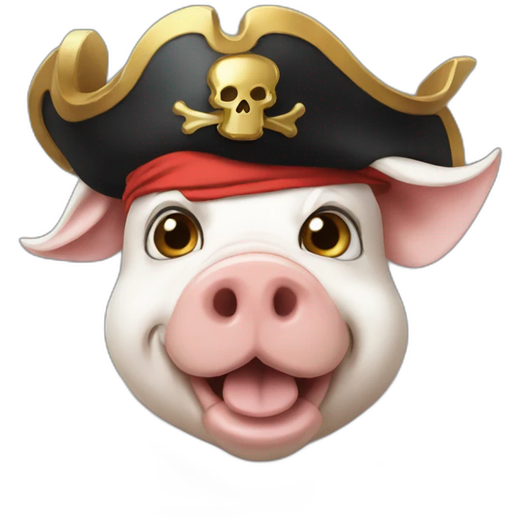 Gold and white pig as a pirate emoji