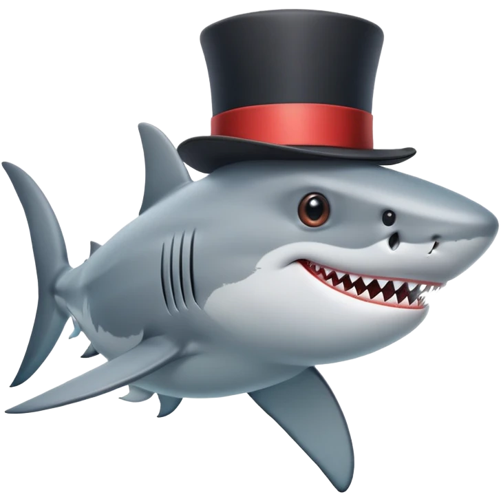 Shark with a top hat emoji