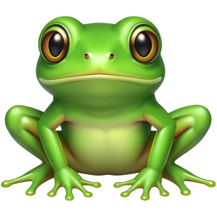 Cinematic Cute Green Tree Frog Portrait Emoji, Head tilted playfully and inquisitively, featuring a charmingly compact form with vivid green, slightly textured skin, prominent sticky toe pads, and round, sparkling eyes full of playful wonder, Simplified yet irresistibly adorable features, highly detailed, glowing with a warm, inviting jungle glow, high shine, affectionate and lively, stylized with a touch of tropical whimsy, soft glowing outline, capturing the essence of a mischievous yet loving frog that seems as if it could hop out of the screen into your arms! emoji