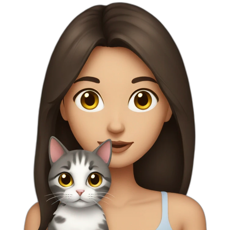 Brunette with cat emoji