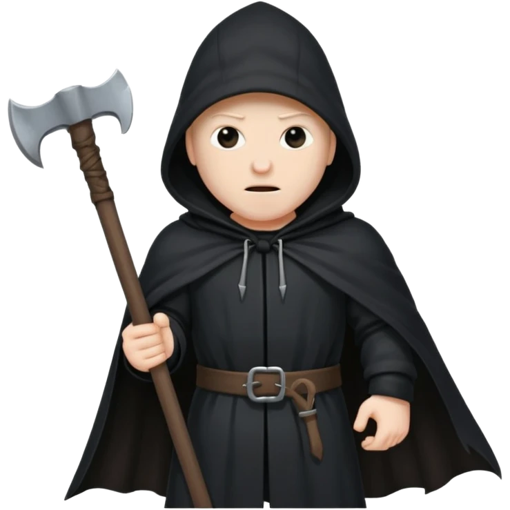 an executioner with a black hood so we can't see his face and an axe in his hand emoji