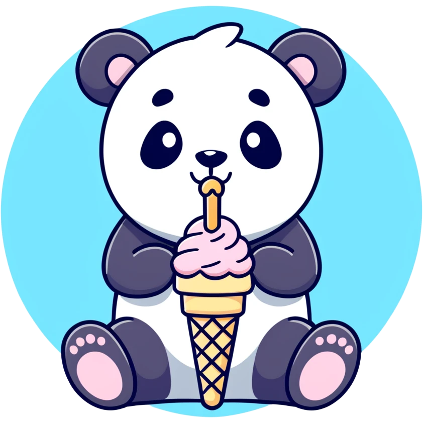 Panda eating ice cream emoji