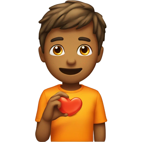 Emoji tirando un beso con corazón naranja emoji