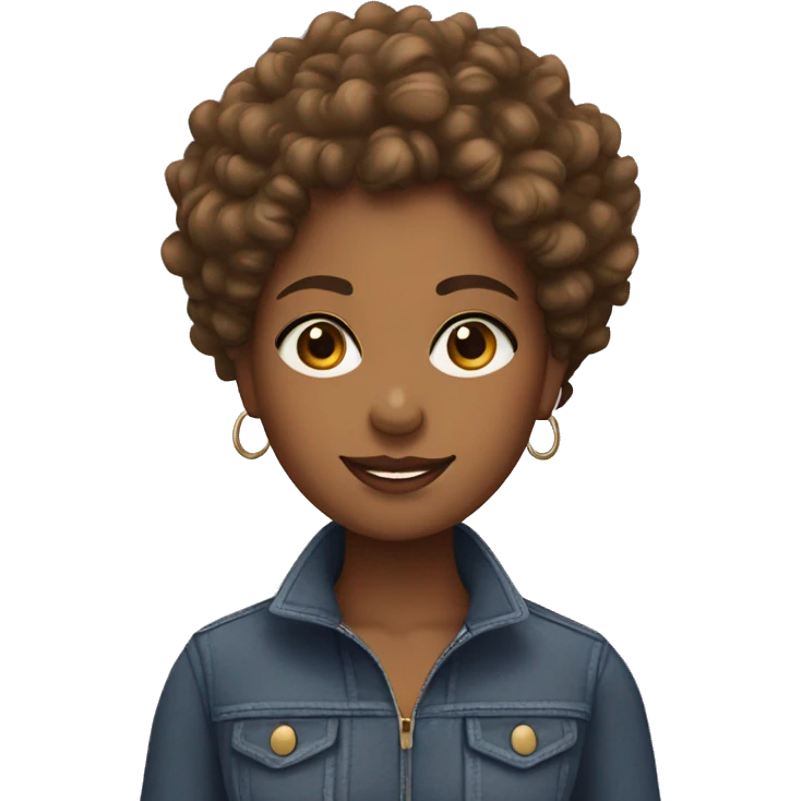 A brownskin girl with curly short hair emoji