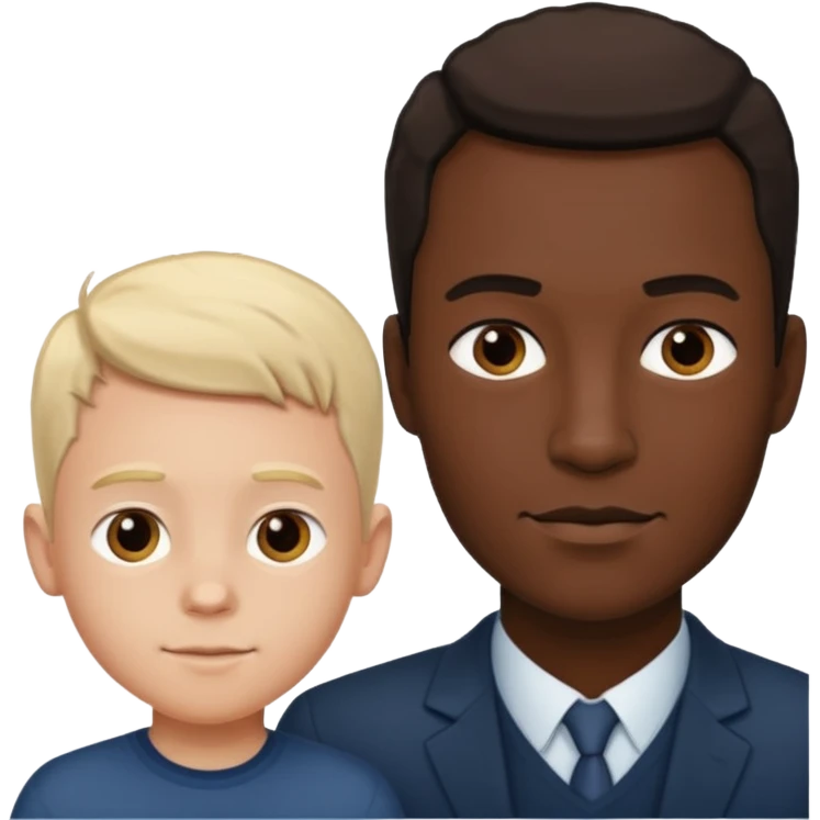 Tall white guy with dwarf black kid emoji