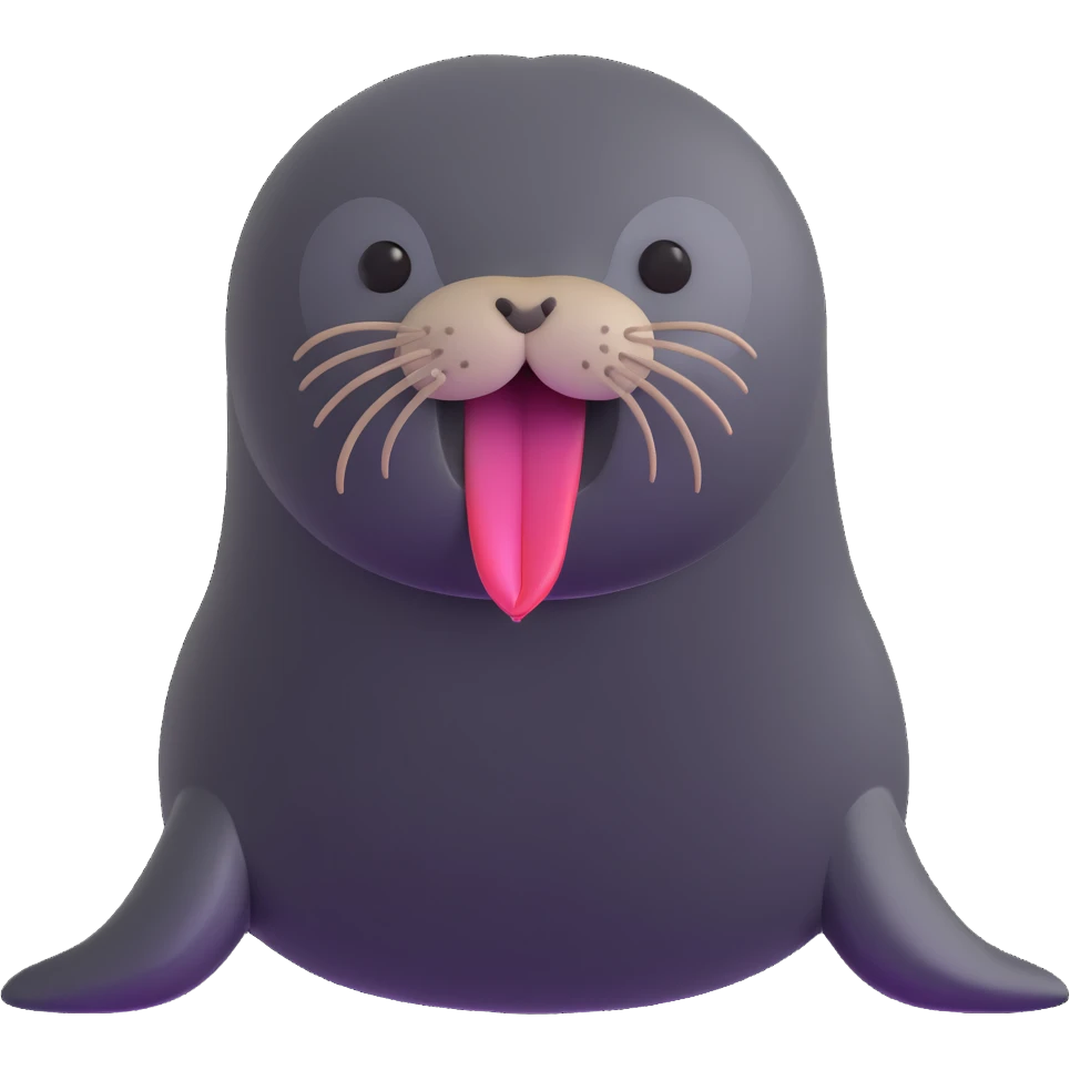 cute fur seal sticking out its tongue emoji
