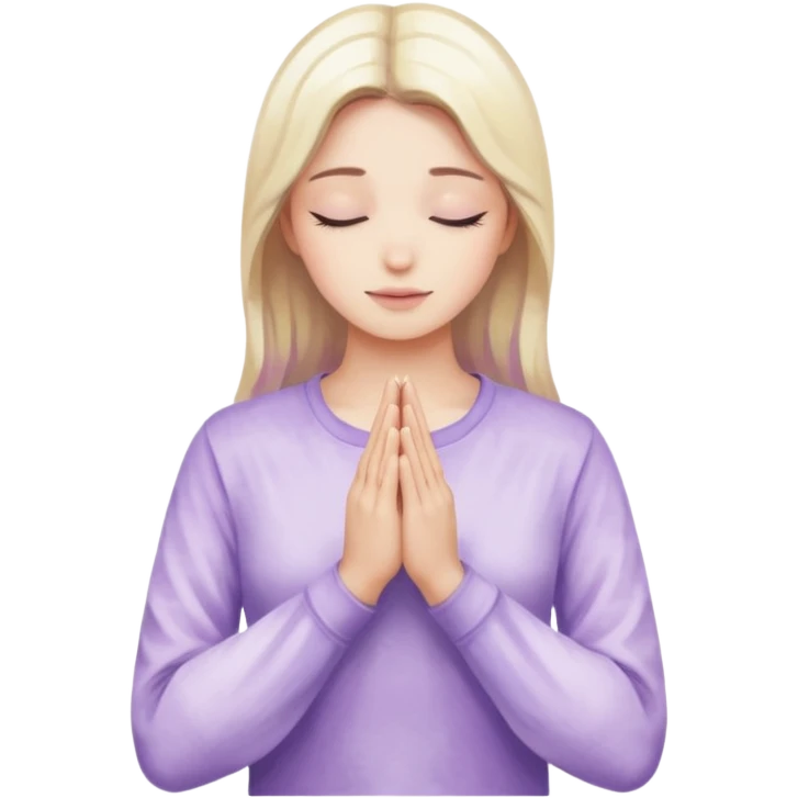 Hands in prayer in watercolor, sleeves in lilac color emoji